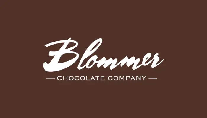 Blommer Chocolate Company - Miller-Keystone Blood Center, Pennsylvania & New Jersey Blommer Chocolate Company logo on a brown background.